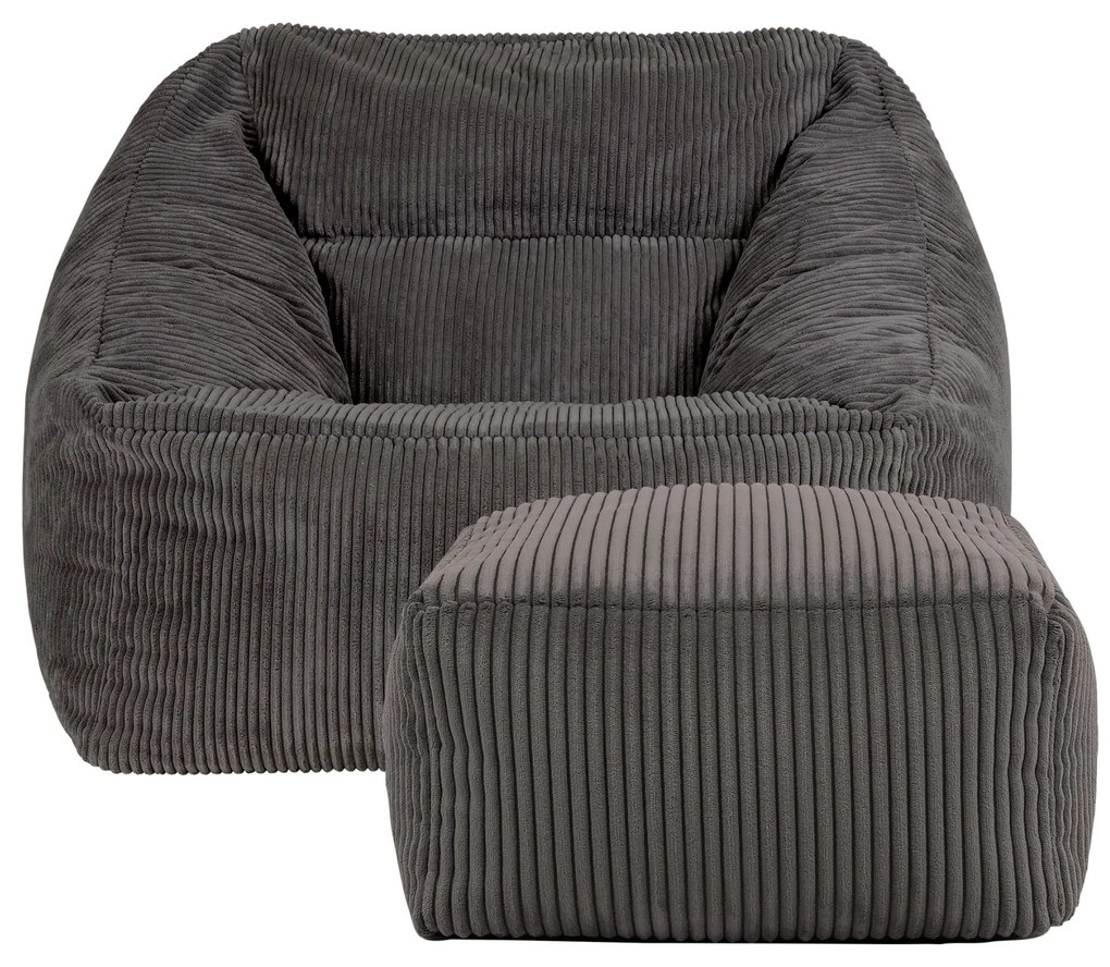 Morgan Cord Armchair Bean Bag + Footstool