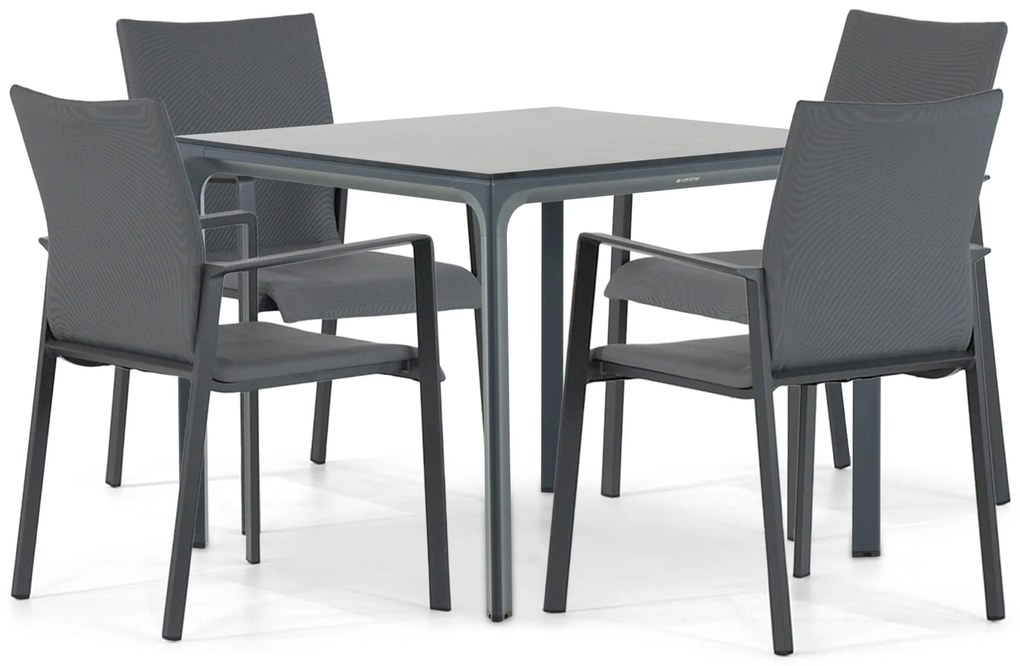 Tuinset 4 personen 90 cm Aluminium/textileen Grijs Lifestyle Garden Furniture Rome/Cesar