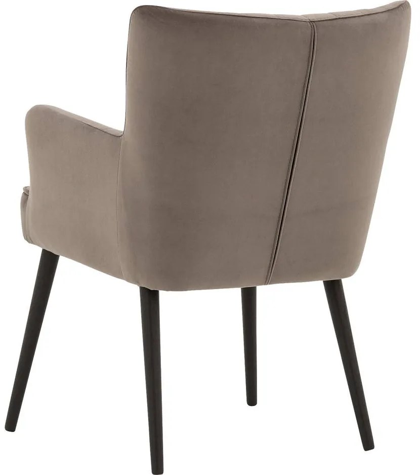 Goossens Eetkamerstoel Rob grijs velvet stof met armleuning, urban industrieel