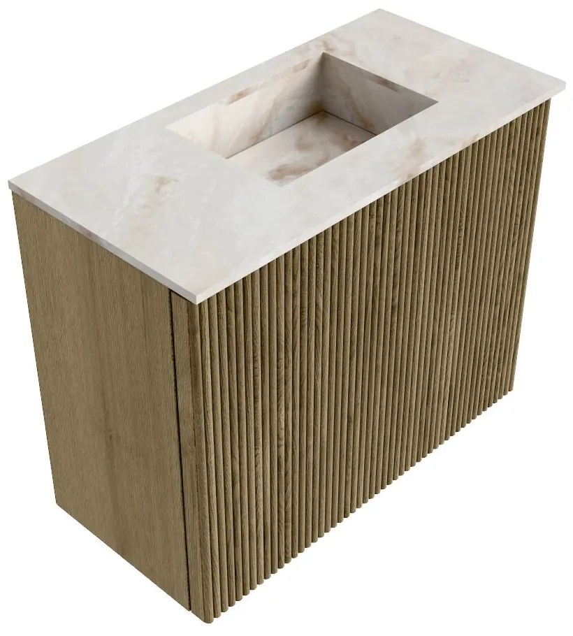 Mondiaz Joya DLux 50cm toiletmeubel dusk met wastafel faye rechts zonder kraangat frappe
