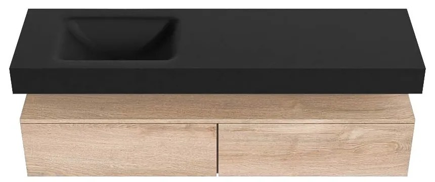 Zaro Alan badmeubel 160cm washed oak 2 lades met vrijhangende wastafel cloud links 1 kraangat urban