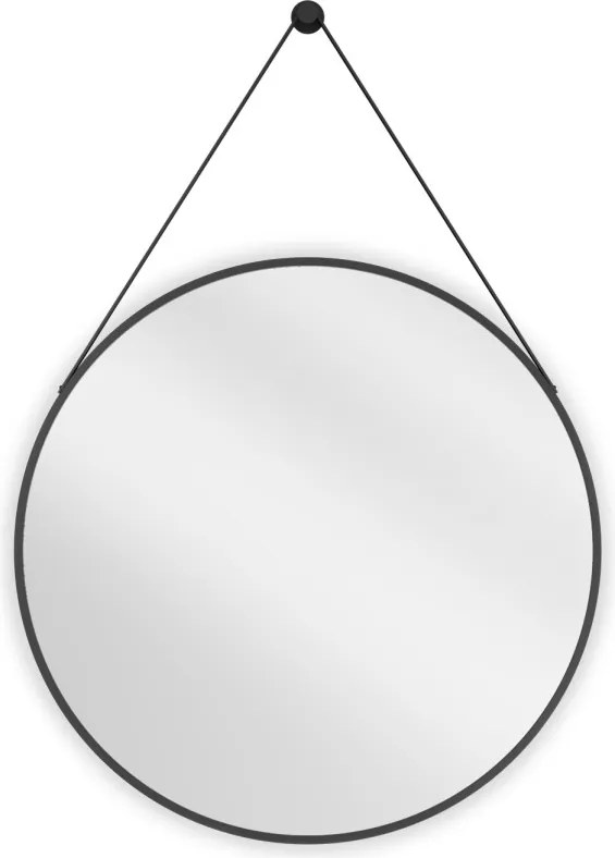 Mexen String ronde badkamer spiegel 70 cm, zwarte lijst - 9854-070-070-000-70