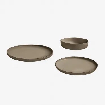12-delige Servies Set Van Gres Ronilena Cederbruin - Bruin - Sklum