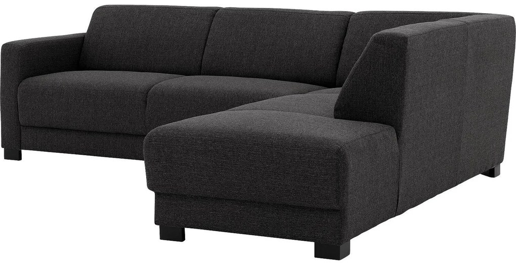 Goossens Bank My Style zwart, stof, 2,5-zits, stijlvol landelijk met chaise longue rechts