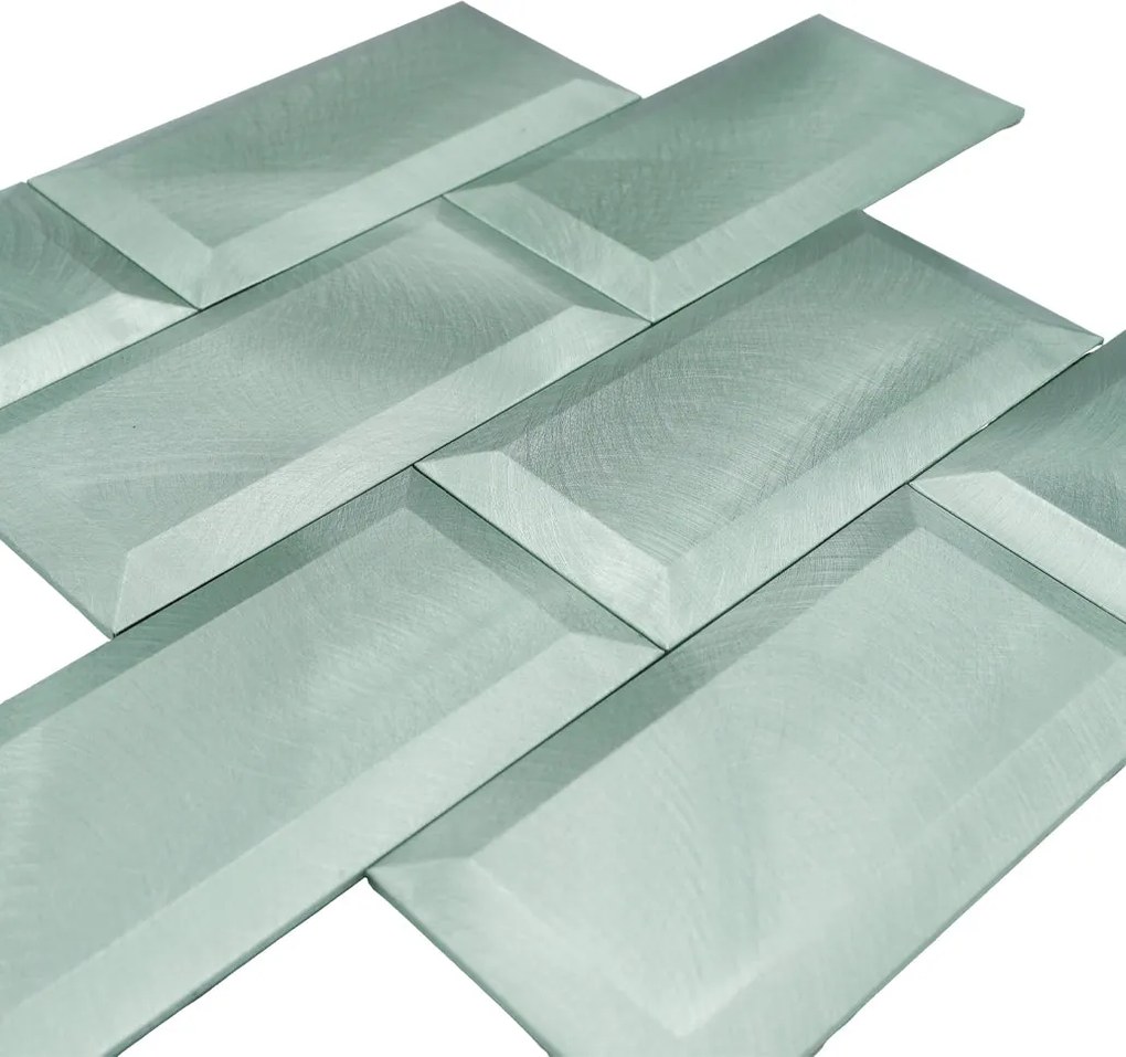 Zelfklevende Mozaïektegels Metaal | Subway 3D Pastelgroen | 30,5×30,5 cm | Keuken, Bad & WC