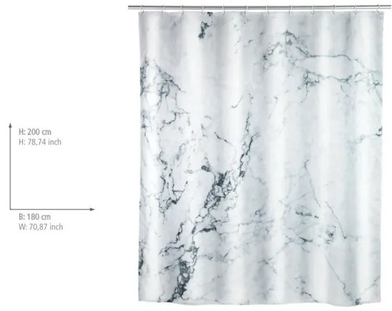 Wenko douchegordijn 180x200cm marmer inclusief ringen