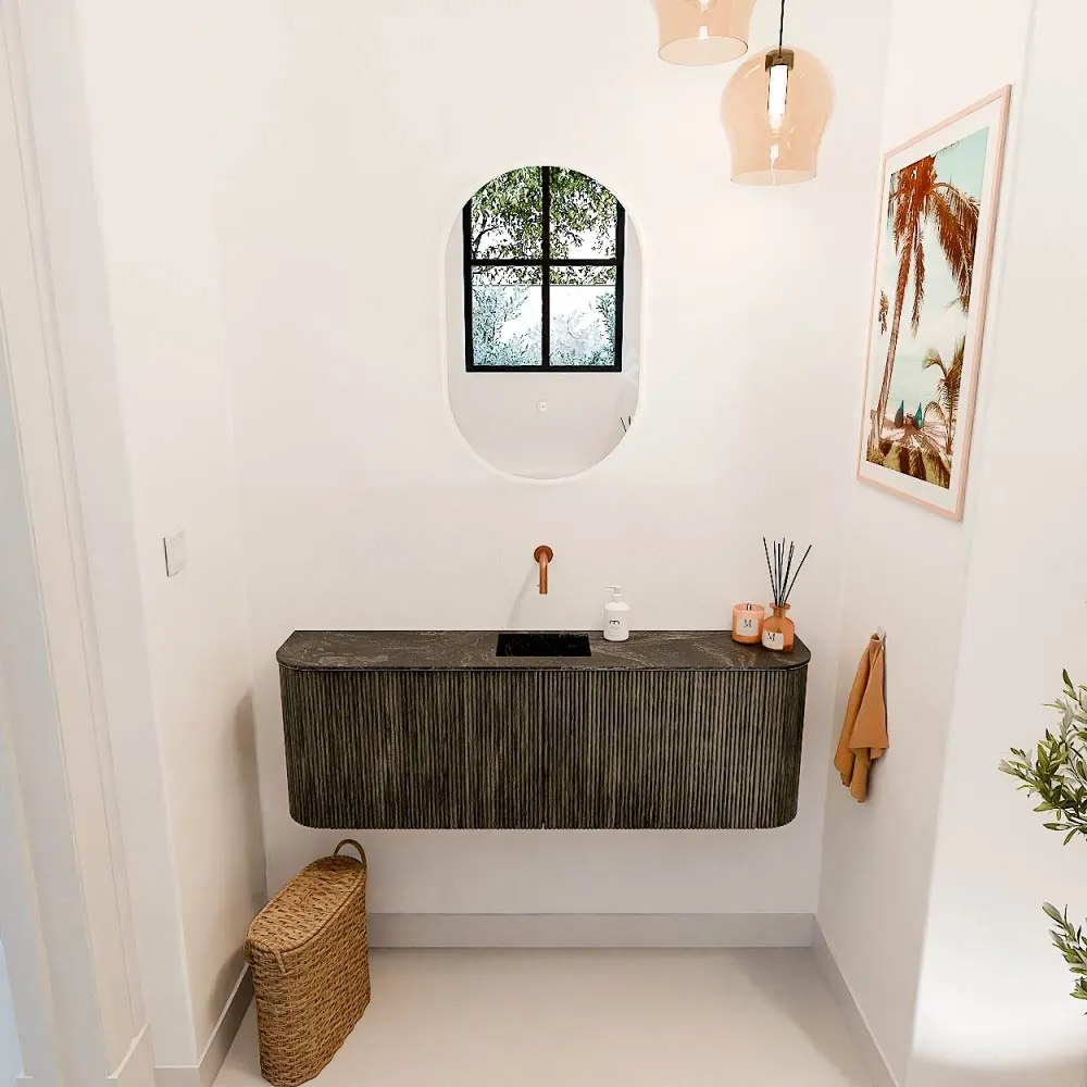 Mondiaz Joya DLux 125cm toiletmeubel ronding links/rechts shadow met wastafel faye midden zonder kraangat lava
