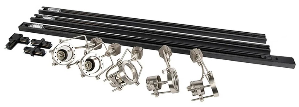 Modern railsysteem met 5 spots staal 1-fase  - Iconic Suplux