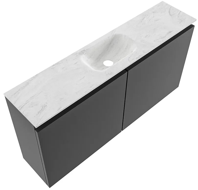 Mondiaz Ture DLux toiletmeubel 100cm dark grey met wastafel opalo midden met kraangat