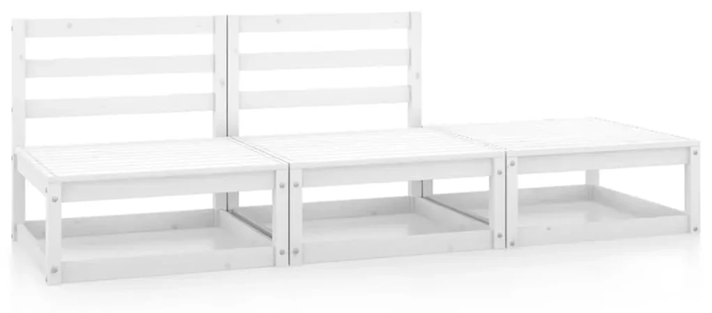 vidaXL 3-delige Loungeset massief grenenhout wit