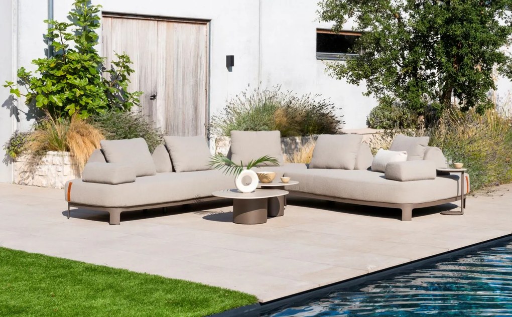 4 Seasons Outdoor Santorini hoek loungebank terre met XL-hoek Loungebank bruin weerbestendig