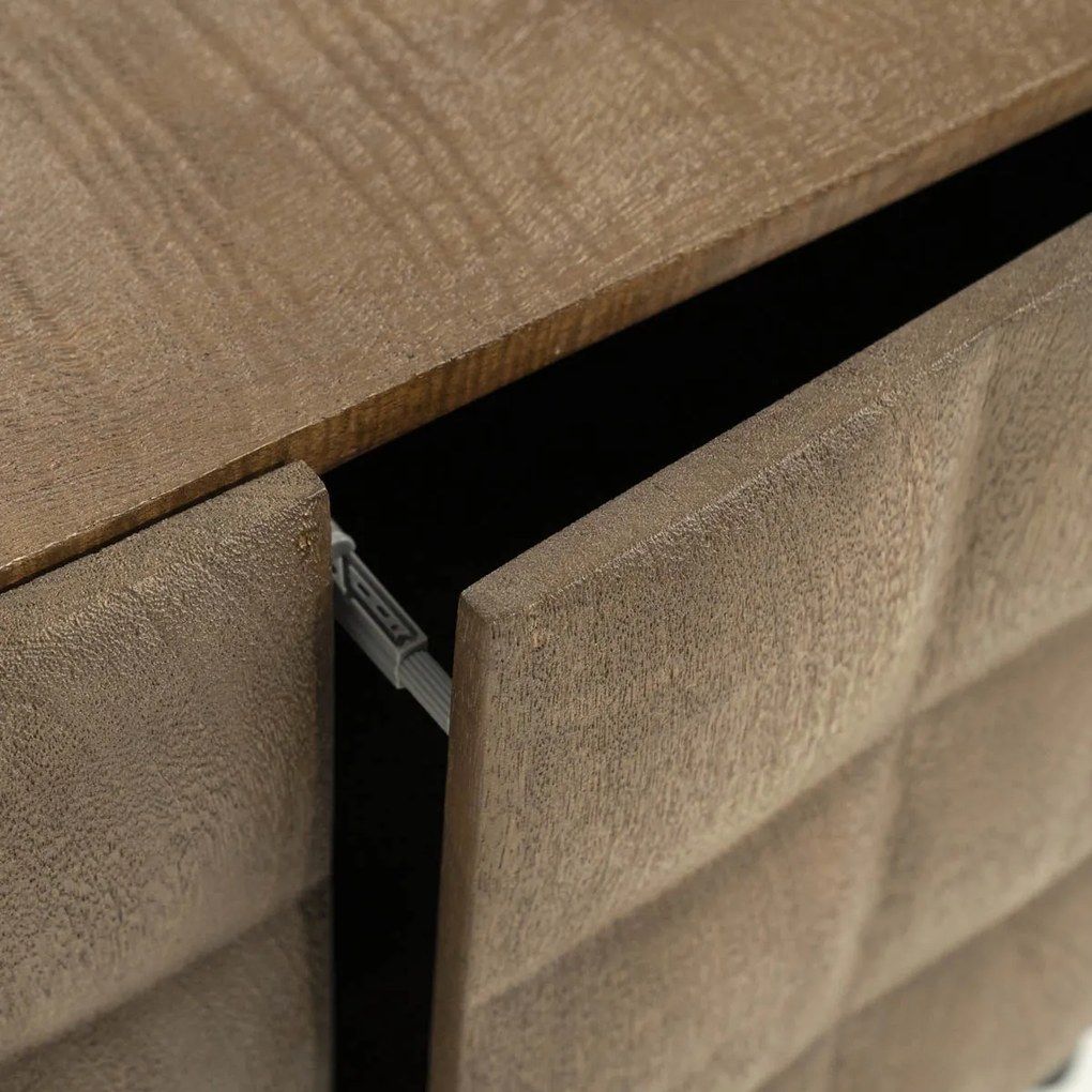 Eleonora Felix Tv-meubel Mangohout Met Vierkantjes 214 Cm - 214x41.5x54cm.