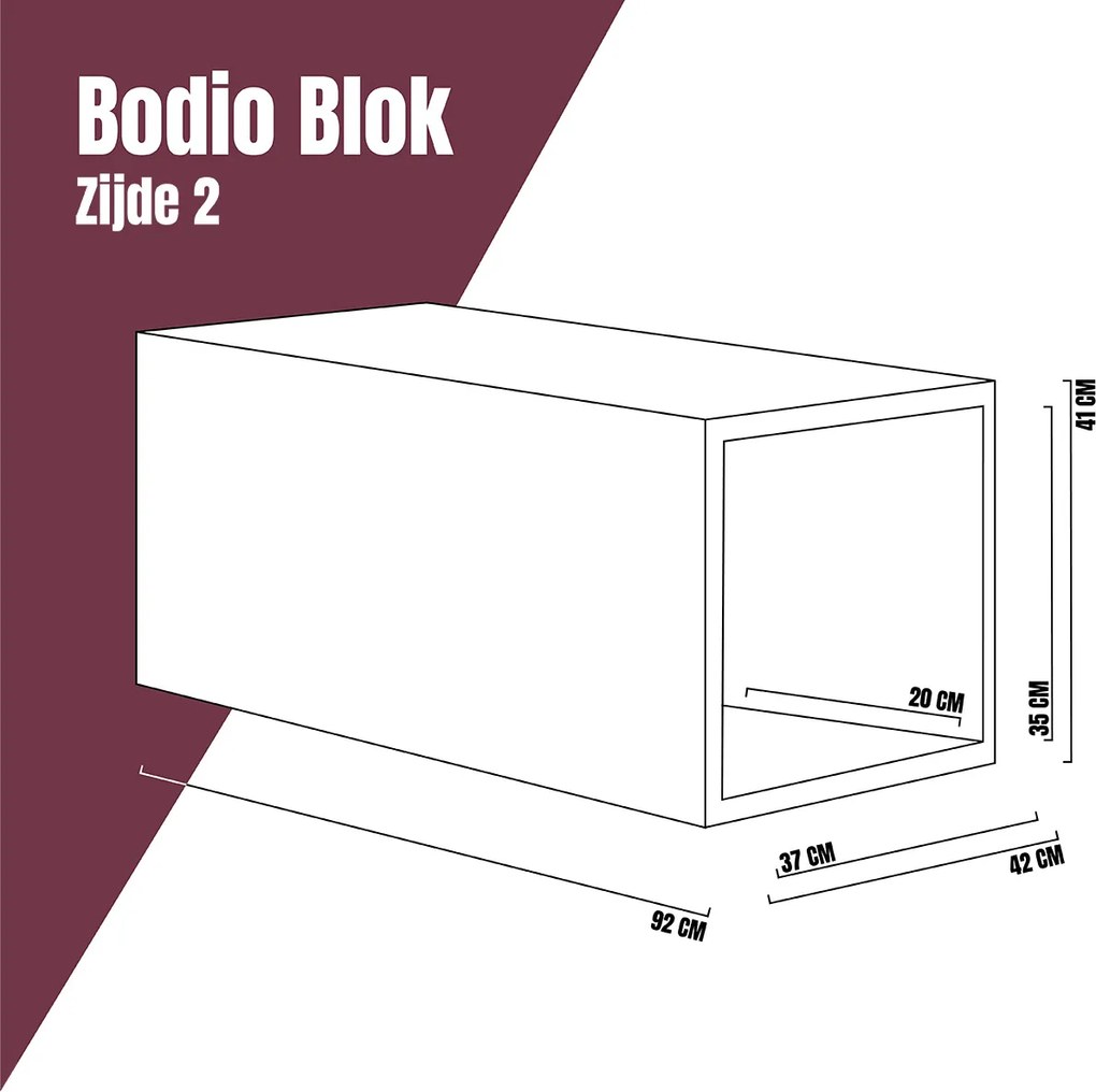 Banktafel Zwart Met Opbergruimte - 92 X 42cm.