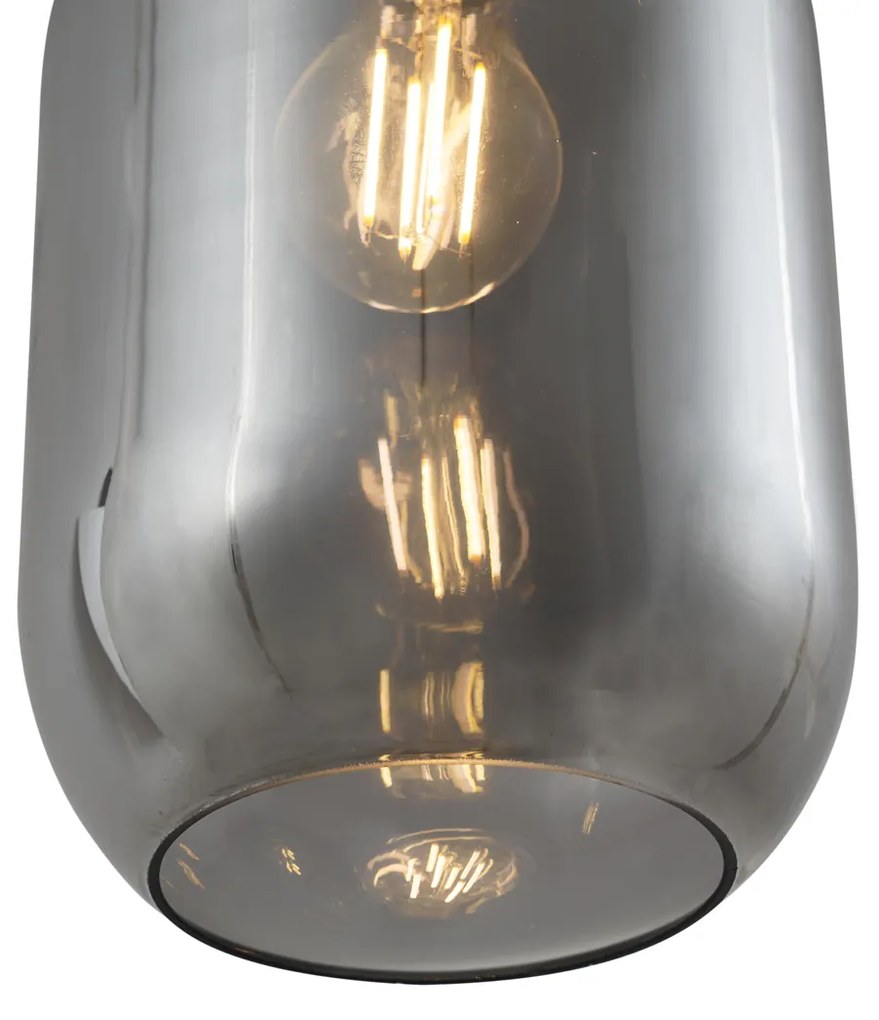 Eettafel / Eetkamer Moderne hanglamp zwart met smoke glas 5-lichts - Sheena Modern E27 ovaal Binnenverlichting Lamp