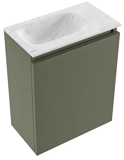 Mondiaz Ture DLux toiletmeubel 40cm army met wastafel opalo links met kraangat