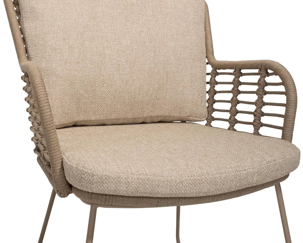4 Seasons Outdoor Fabrice tuinset latte met Capri tafel met barrelvormig blad 280 x 110 cm Tuinset beige weerbestendig
