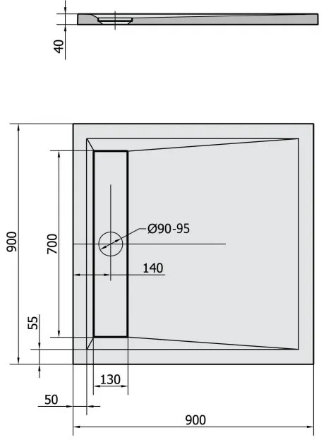 Polysan Arena vierkante douchebak 90x90cm wit