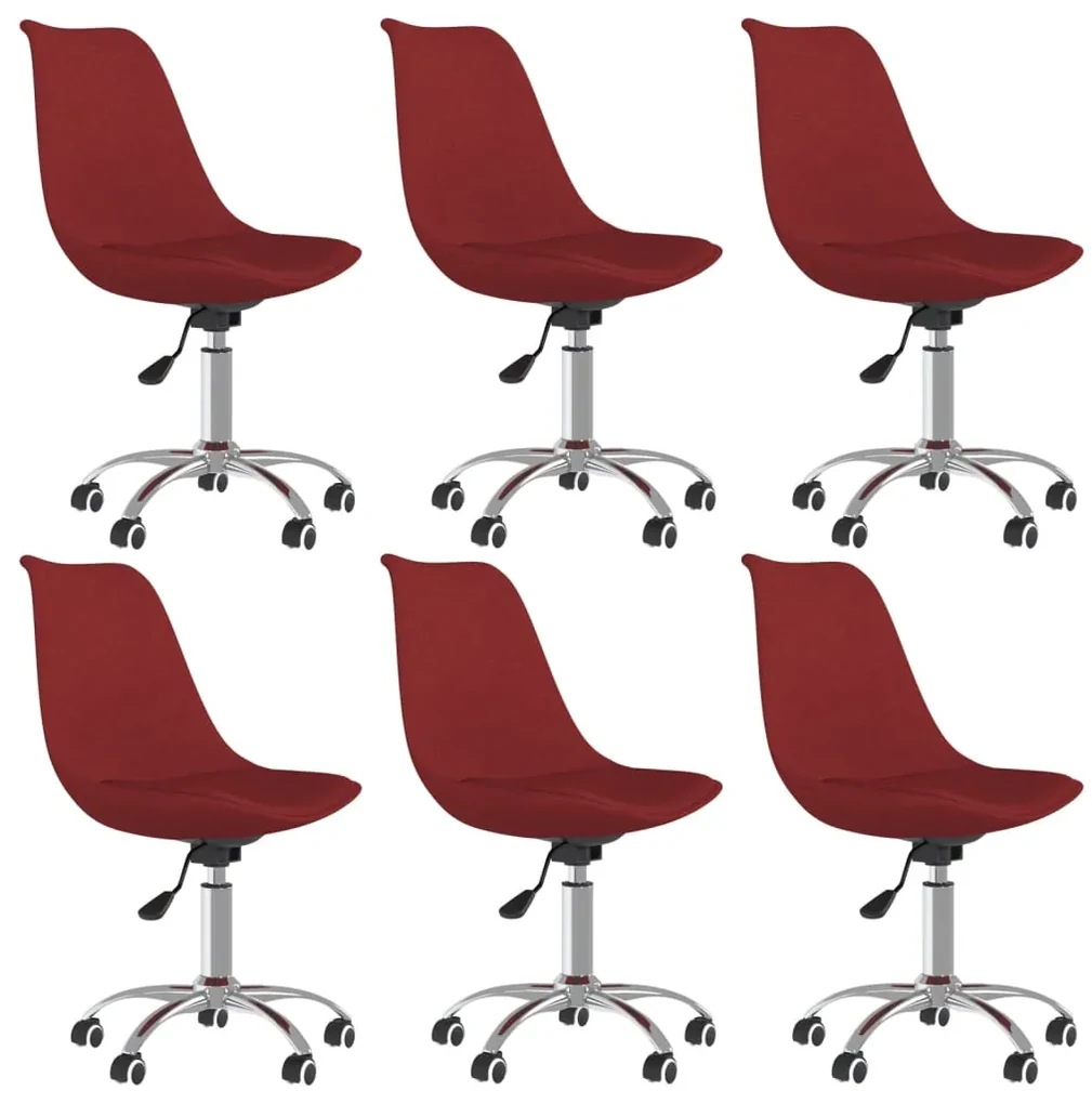vidaXL Eetkamerstoelen draaibaar 6 st stof wijnrood