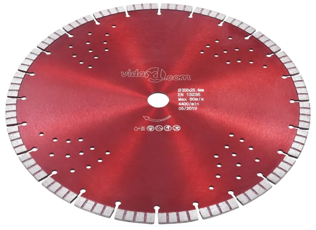 vidaXL Diamantzaagblad met turbo en gaten 350 mm staal