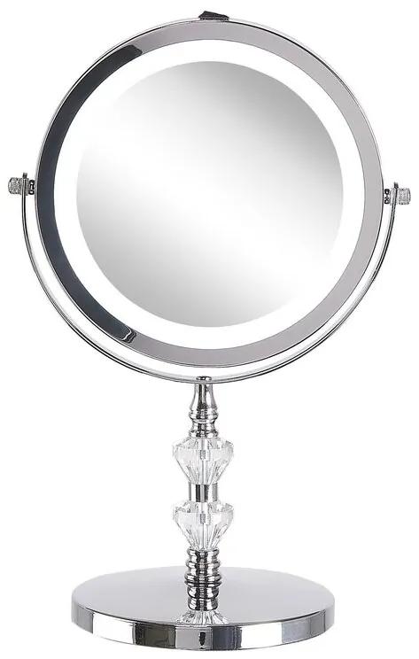 Make-up spiegel met LED-verlichting zilver ø 20 cm LAON Beliani