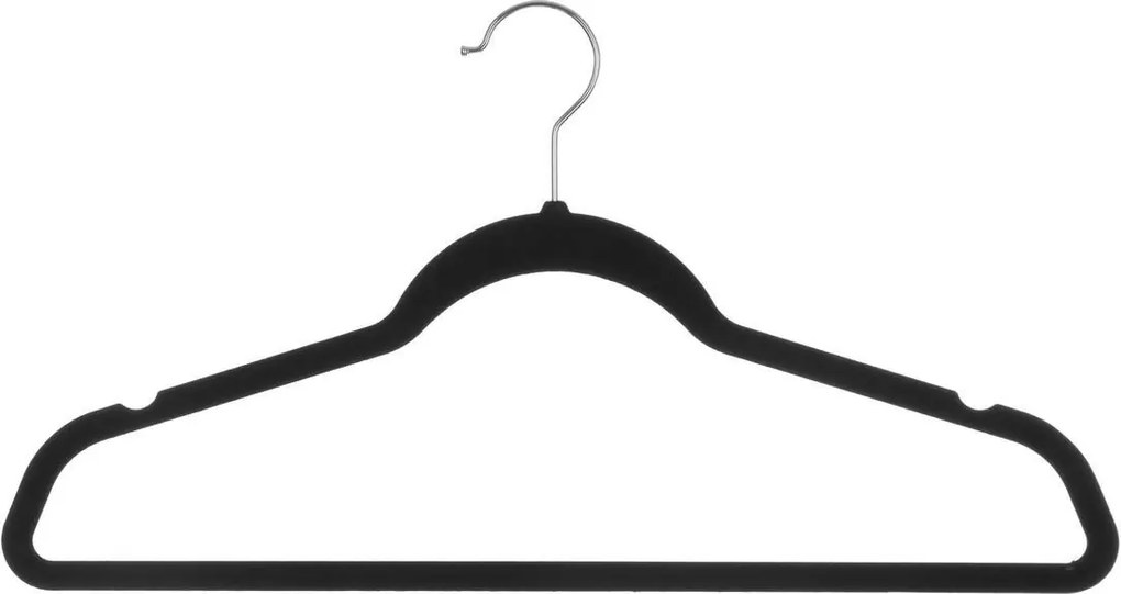 Basic set klerenhangers met anti-slip vilt - Zwart - 8 stuks