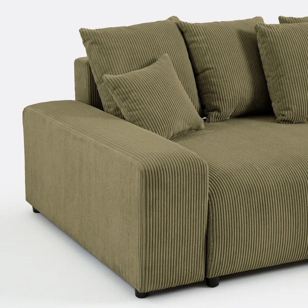 Omvormbare hoekbank met koffer, ribfluweel, LOMI