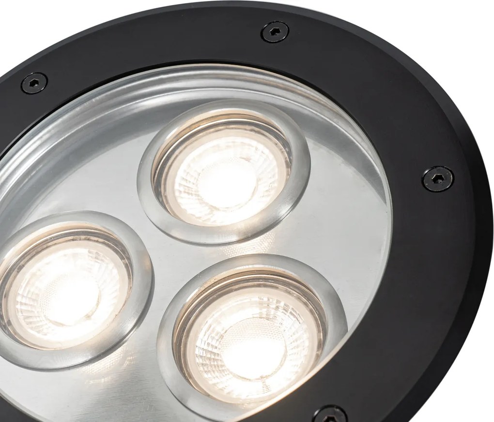 Moderne grondspot zwart 3-lichts IP65 - Tribus