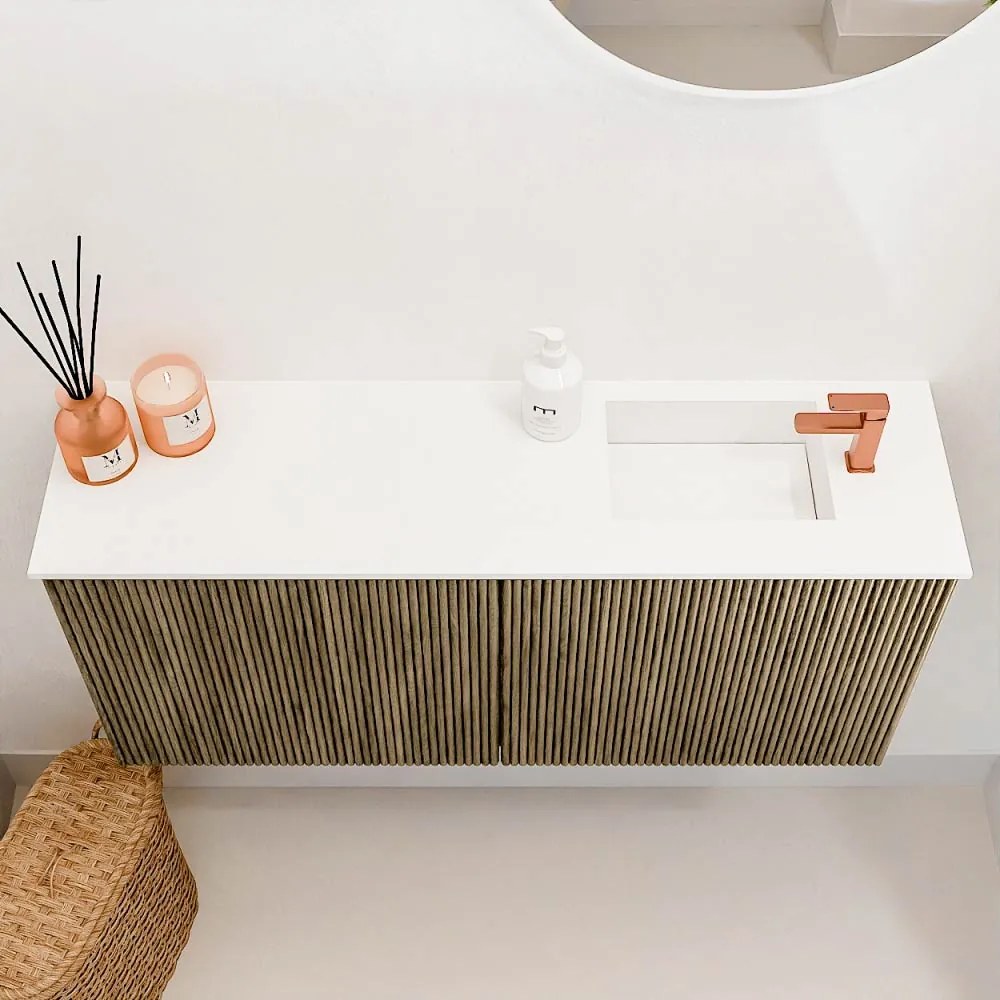 Mondiaz Joya 90cm toiletmeubel dusk met wastafel faye rechts 1 kraangat talc