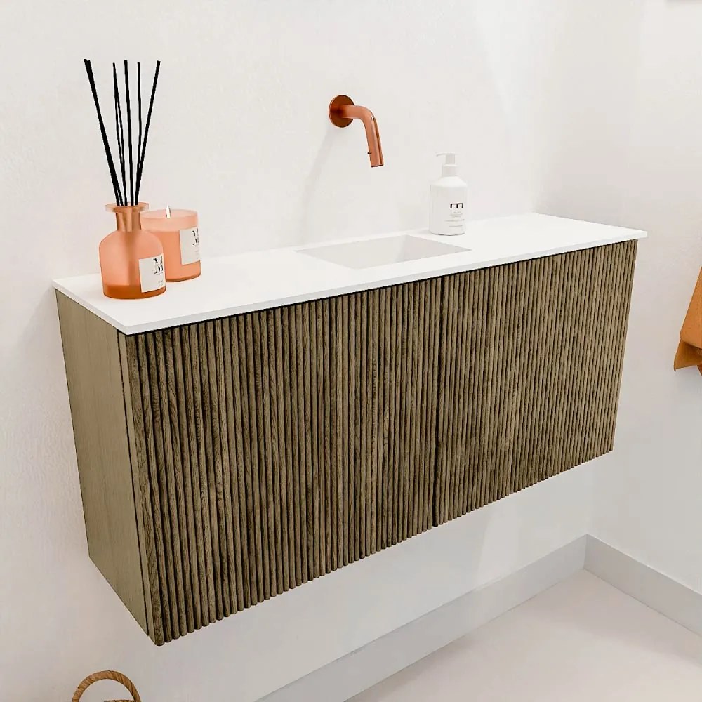 Mondiaz Joya 90cm toiletmeubel dusk met wastafel faye midden zonder kraangat talc