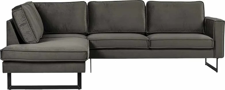 Hoekbank - Stuart - links - Velours Adore donkergrijs 68