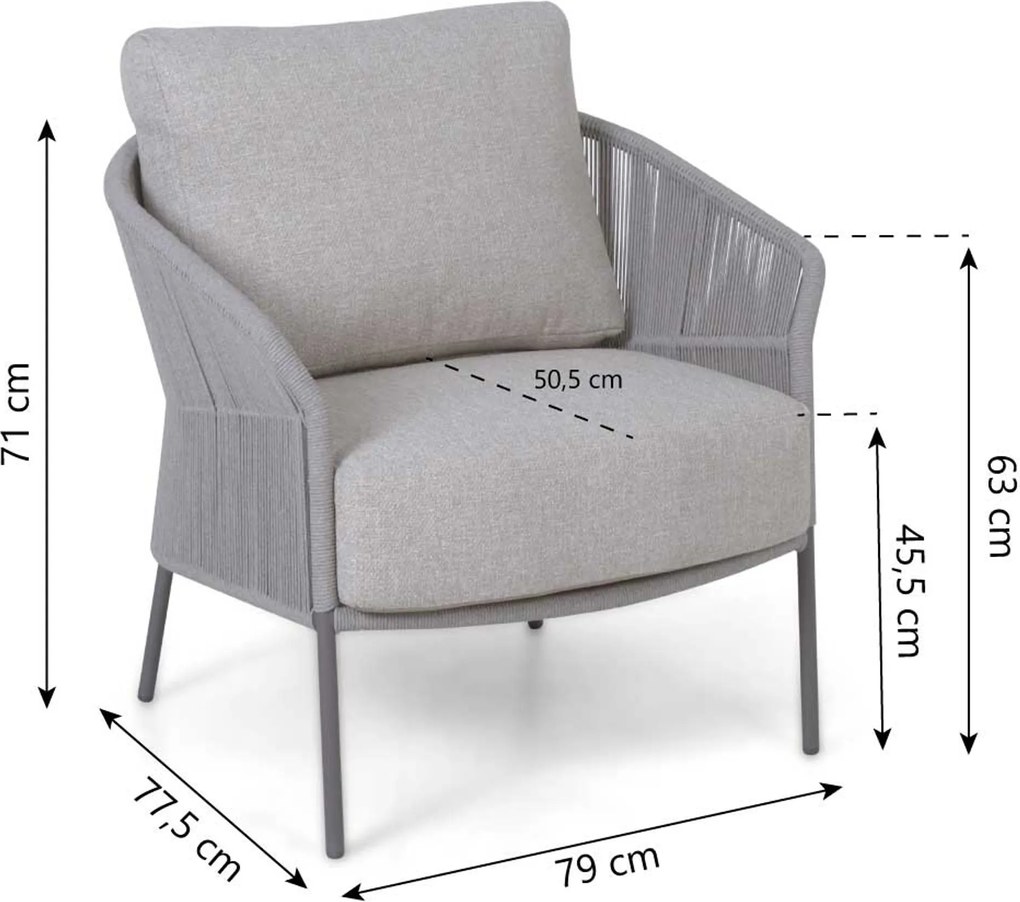 4 Seasons Outdoor Seasons Florence Living Chair CARAMEL Aluminium/rope Taupe