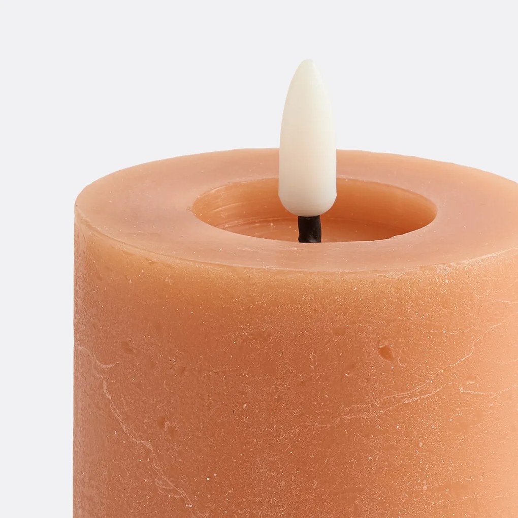 Geribbelde waskaars met LED, H15 cm, Caspar