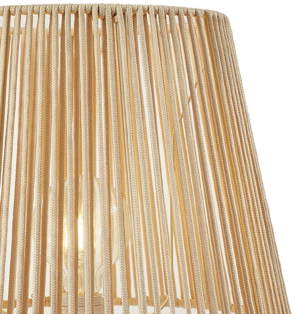 Buiten vloerlamp wit met kap beige touw IP44 - Virginia JaylaJapandi E27 IP44 Buitenverlichting rond