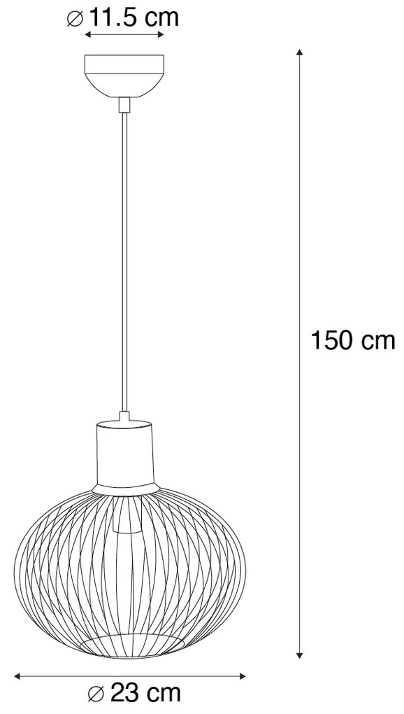 Moderne draad hanglamp zwart met beige 23cm - Gila Modern E27 rond Binnenverlichting Lamp