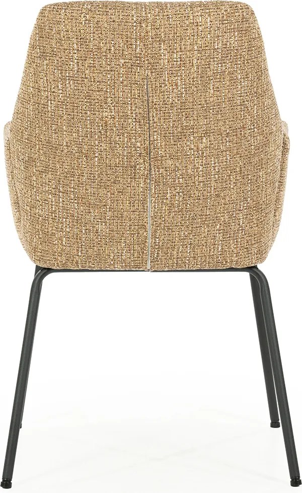 Eleonora Indy Stoel Met Armleuningen Mosterd Geweven Stof