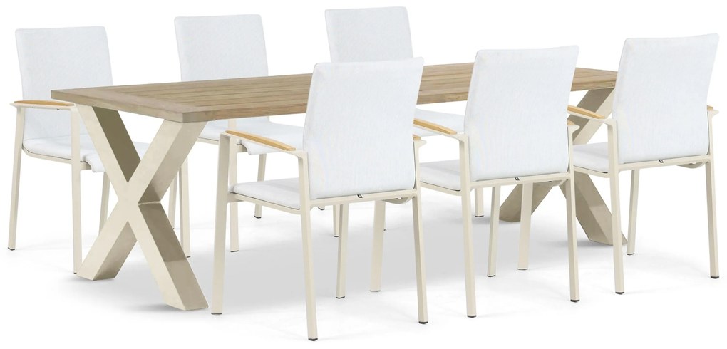 Tuinset 6 personen 240 cm Aluminium/textileen Taupe Lifestyle Garden Furniture Brandon/Cardiff