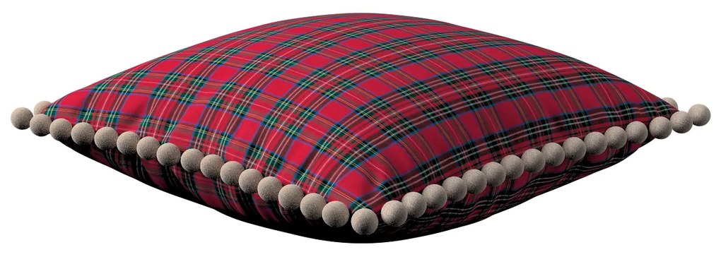 Dekoria Kussenhoes Wera met pompons, rood-groen 45 x 45 cm