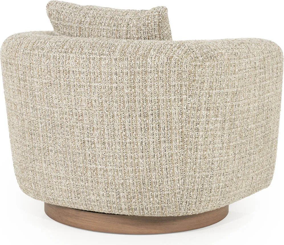 Draaibare Fauteuil Taupe Met Walnoot Hout