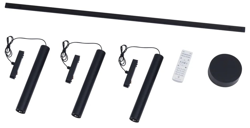 Modern railsysteem met 3 hanglampen zwart 1-fase - Magnetic Cassie