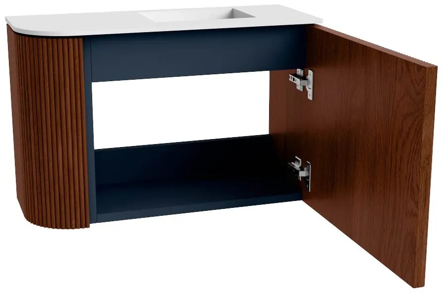 Mondiaz Joya 60cm toiletmeubel ronding links ruby met wastafel faye rechts 1 kraangat talc