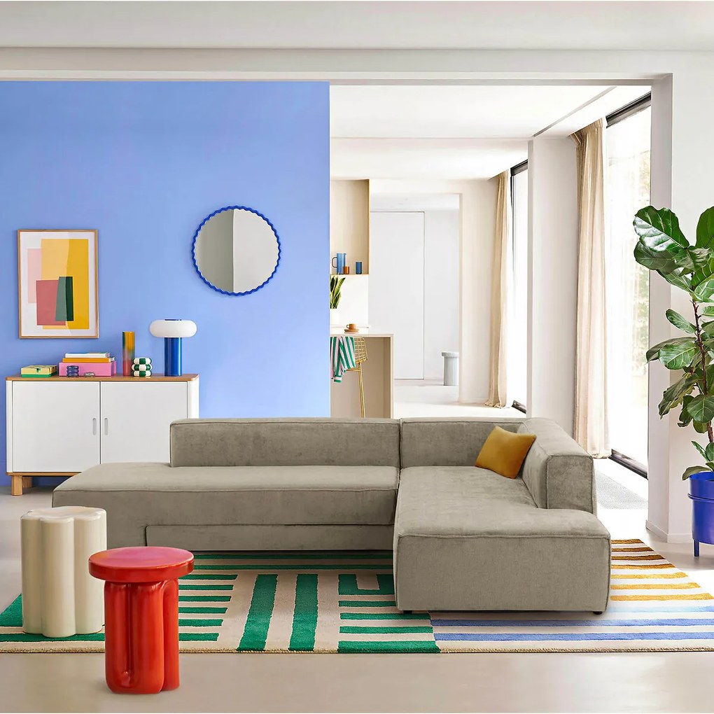 Hoekbank links of rechts, omvormbaar, fluweel met structuur, Ginosa