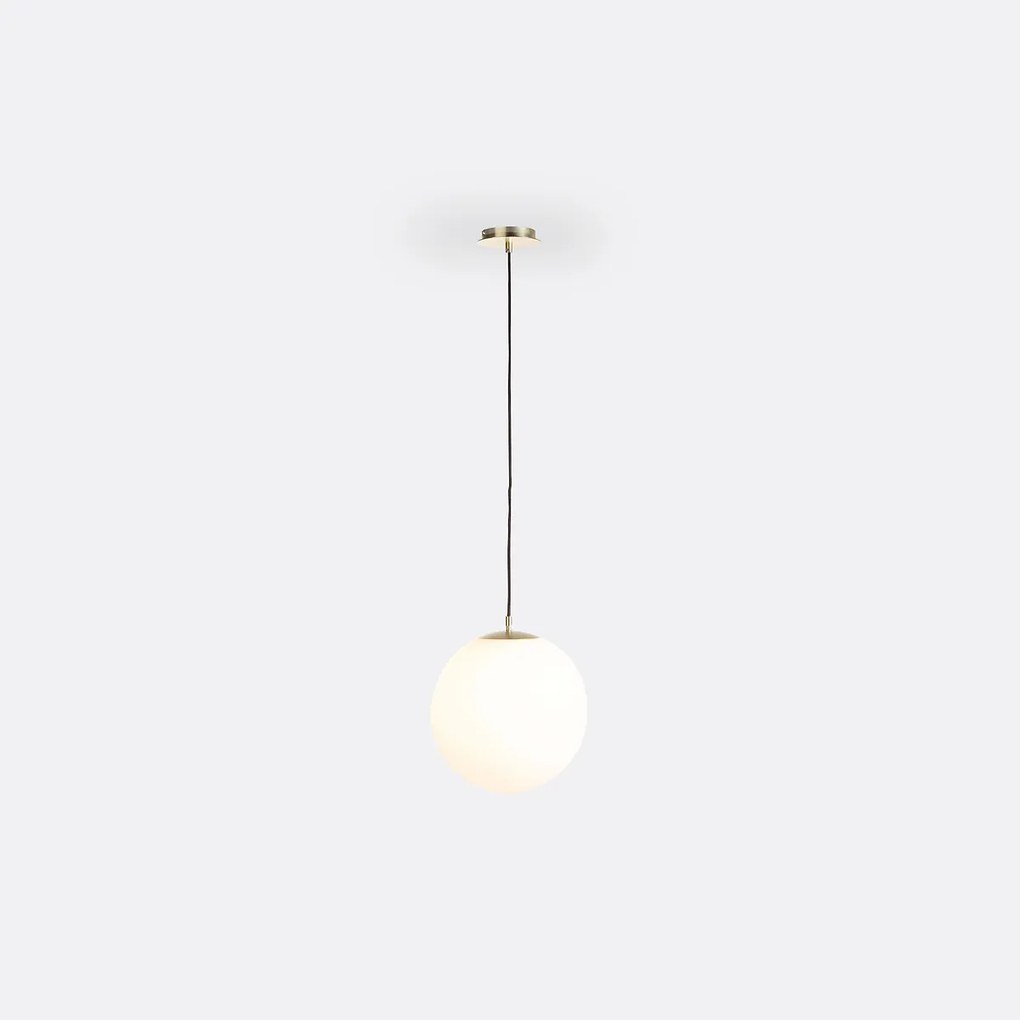 Hanglamp in messing en opaline glasØ30 cm, Moricio