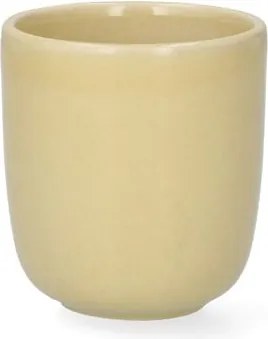 Beker, reactieve glazuur, steengoed, korengeel, Ø6 x 6,5 cm