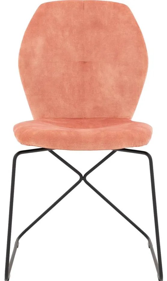 Goossens Excellent Eetkamerstoel Manzini roze velvet stof leuning, modern design