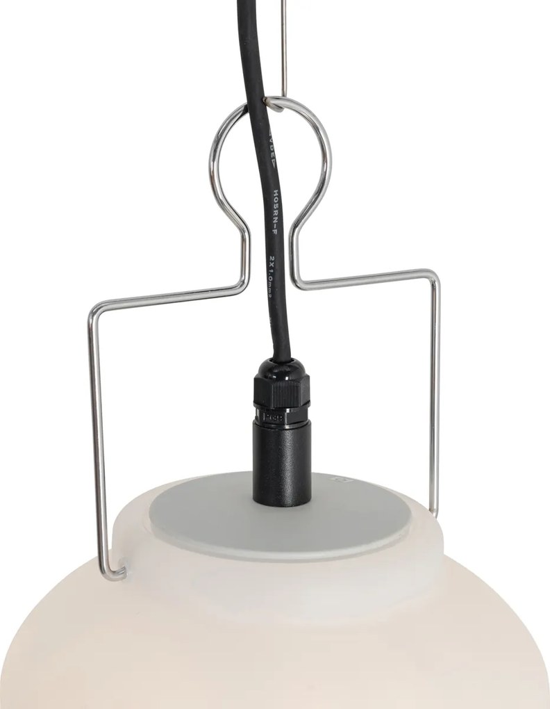 Buiten hanglamp wit 20 cm met stekker IP44 - Pion