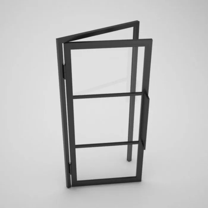 Zwarte Stalen Binnendeur + Magneetsluiting - Helder Glas - Incl. Kozijn
