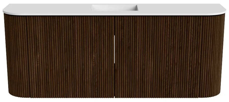 Mondiaz Joya 105cm toiletmeubel ronding links/rechts walnut met wastafel faye midden zonder kraangat talc