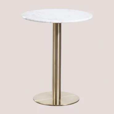 Ronde Bartafel Van Natuurlijk Steen Xiren Guangxi Wit Marmer - Geborsteld Goud & Ø60 Cm - Sklum