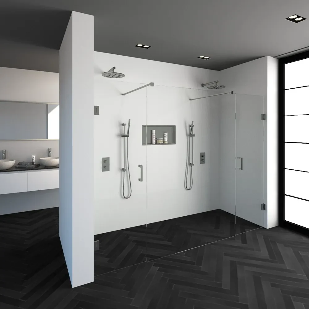 Brauer JC profielloze niscabine XL 260x200cm met 60cm deuren RVS