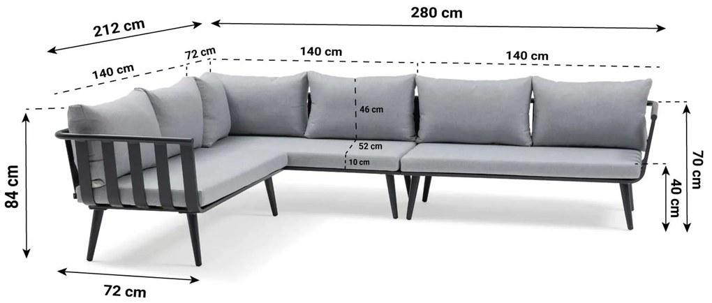 Hoek loungeset 5 personen Aluminium Grijs De Laan Projects